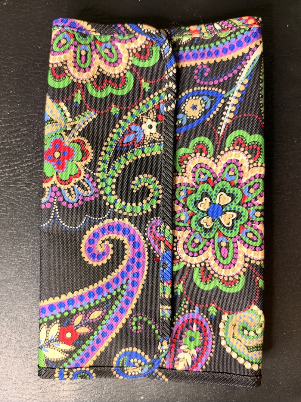 Vera Bradley Trifold Makeup Brush Holder Organizer Black Multicolor Paisley
